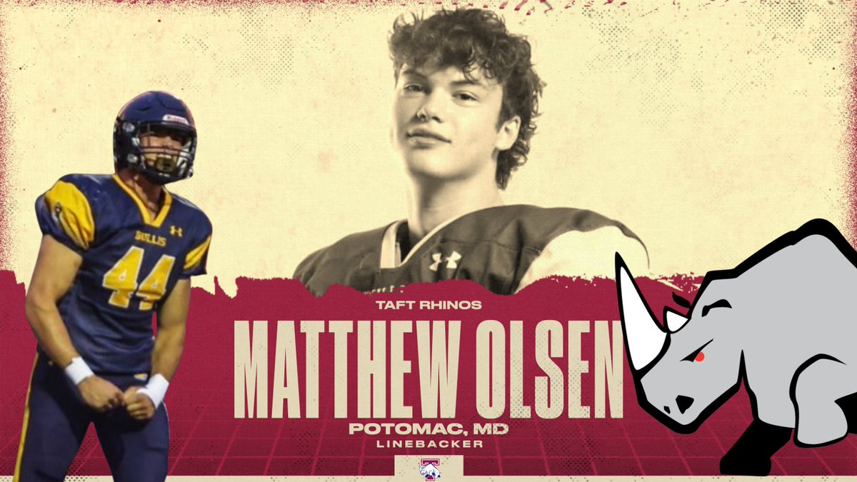 Welcome Matthew Olsen <a href="/MatthewOlsen84/">Matthew Olsen</a> to the #rhinocrash

Matt is a physical ILB that plays with a relentless motor and great passion. He will bring toughness, leadership, and intensity to the core of our defense! 🦏🆙

hudl.com/athlete/o/1647…

#gorhinos #gobigred #wearetaft