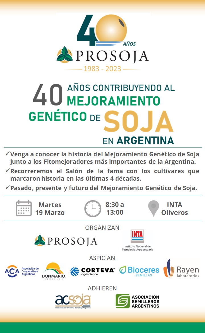 🌱🧬 OPORTUNIDAD UNICA !!!

Para conocer la historia del Mejoramiento Genético de #SOJA en Argentina. 🌱🇦🇷

Acompaño de los Fitomejoradores de Soja más importantes del país.👨🏽‍🔬👩🏼‍🌾

✅ No te lo podes perder!

✍🏼 inscripción obligatoria - cupos limitados
docs.google.com/forms/d/e/1FAI…