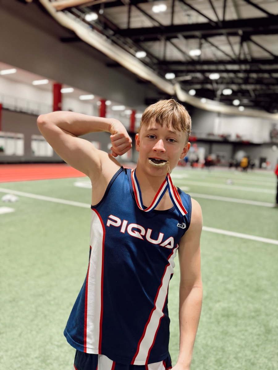 chiphare's tweet photo. Congratulations to eighth grader Carson Holtvogt who won the Pole Vault Indoor State Championship at the Indoor Track Middle School Championships this weekend with a 12-3 PR! #WeArePiqua https://t.co/edthxfJ0yt