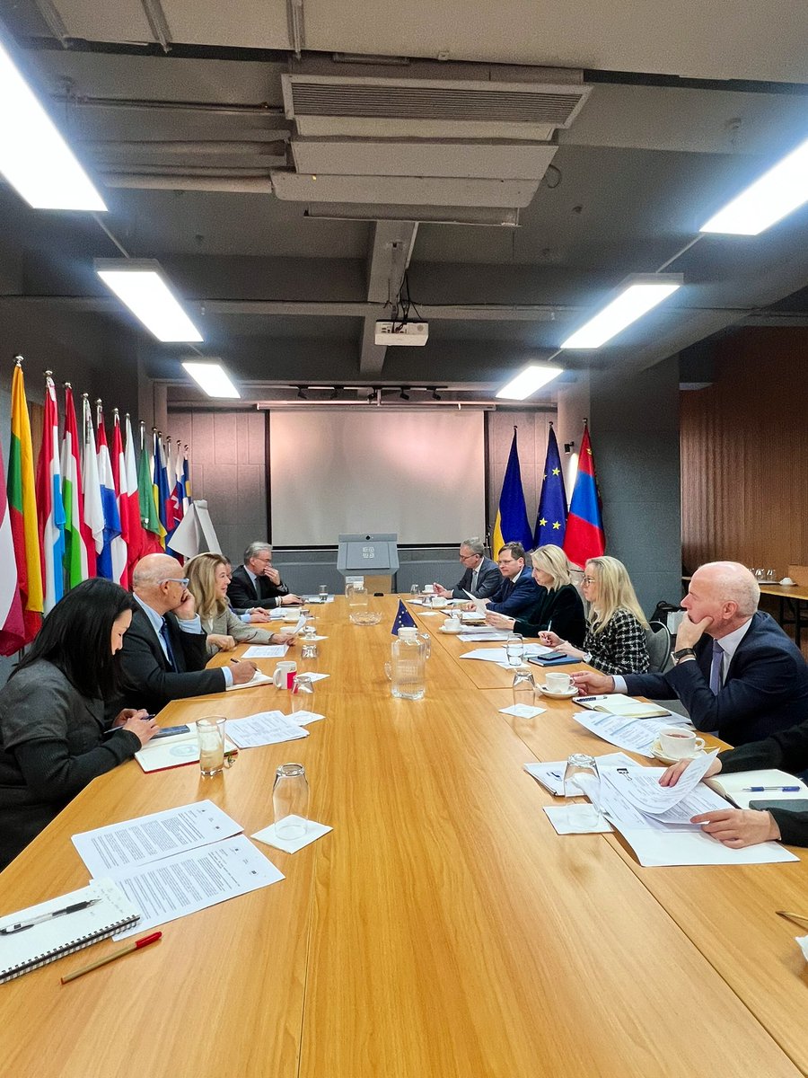 EUAmbMNG's tweet photo. Fruitful meeting with @EIB  and VP @TeresaCzerwnska to start off a busy week. Many exciting developments happening this week. https://t.co/i3MP6rcnSM