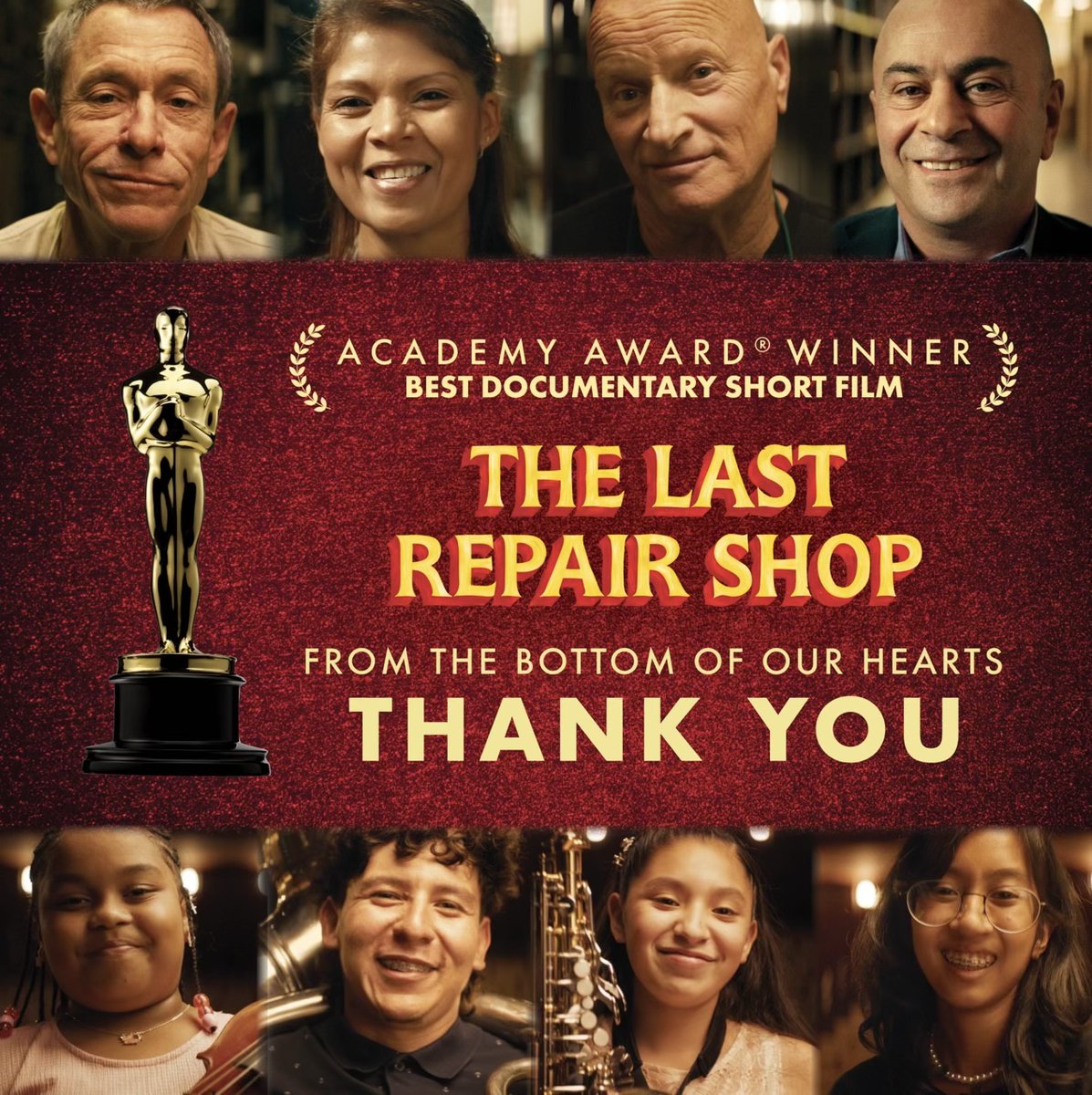 The Last Repair Shop is an Academy Award winner! We are endlessly grateful for the level of support and this film has received. This journey has been nothing short of a dream come true. To everyone who poured their heart into this film, thank you from the very bottom of ours.