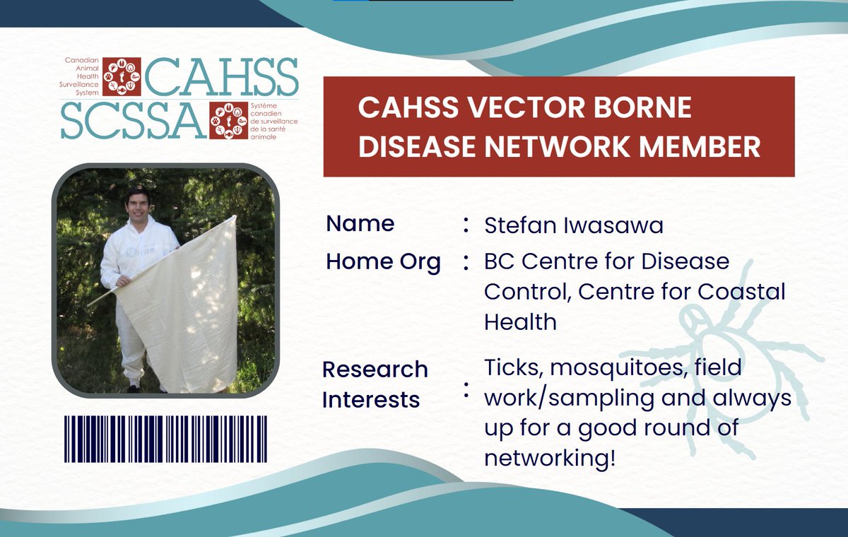 CahssCanada's tweet photo. (1/2) For #TickAwarenessMonth we will be featuring members of our #vector borne #disease #surveillance network. Stefan Iwasawa is a vector specialist with the @CDCofBC and project coordinator with CCH. He is interested in all ticks, mosquitoes, veterinary epidemiology, and more. https://t.co/ESio2U3Dmn