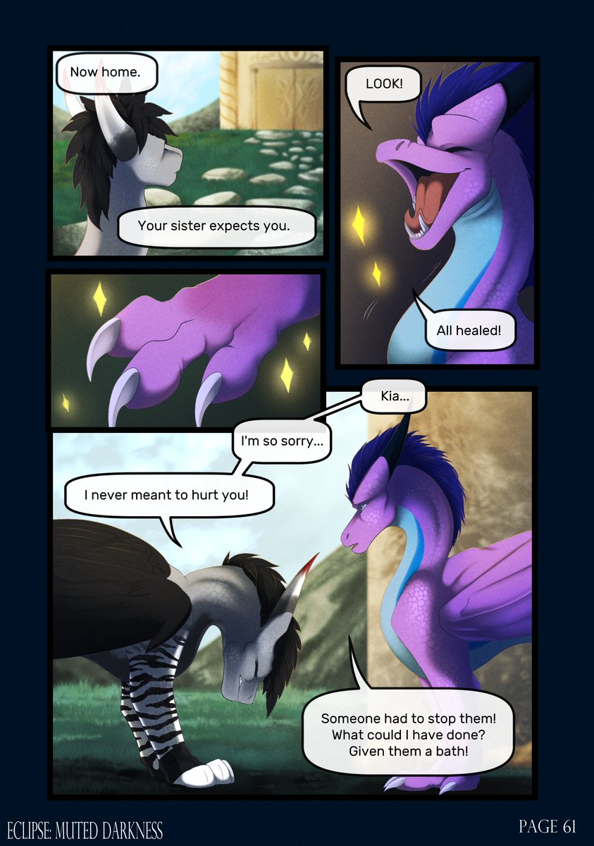 LokiRyuu's tweet photo. Eclipse: Muted Darkness Page 60 + 61  
We stan some mysterious old dragon ~~
 #dragon #dragoncomic #dragonoc #webtoon #webcomic #comic https://t.co/SXWujpUyP9