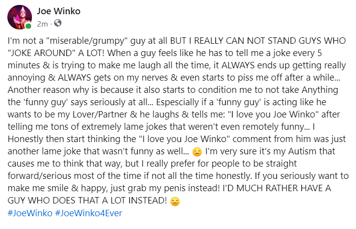 JoeWinkoOFCL's tweet photo. Seriously..
#JoeWinko #JoeWinko4Ever #Gay #GayGuy #Florida #GayFlorida #DmsOpen #DMsWanted #Venting #GayGuyProblems #facebookstatus #seriousguys #funnyguys #ihatefunnyguys #autism #aspergers #gayautism #gayaspergers https://t.co/h06cpi9xh6