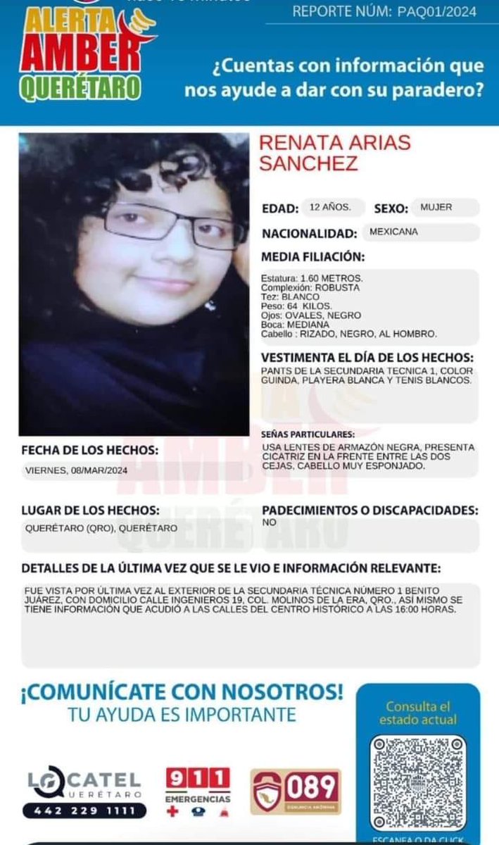 CarlosVinicioAR's tweet photo. Favor de compartir, Renata sigue sin ser encontrada. Gracias por el RT. https://t.co/LLeJC22Fq2