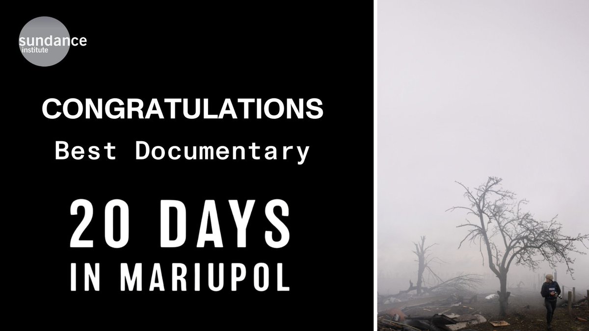 Congratulations to the 2023 Sundance Film Festival 'Audience Award: World Cinema Documentary' winning film 20 DAYS IN MARIUPOL on their Academy Award for 'Best Documentary'! #Oscars