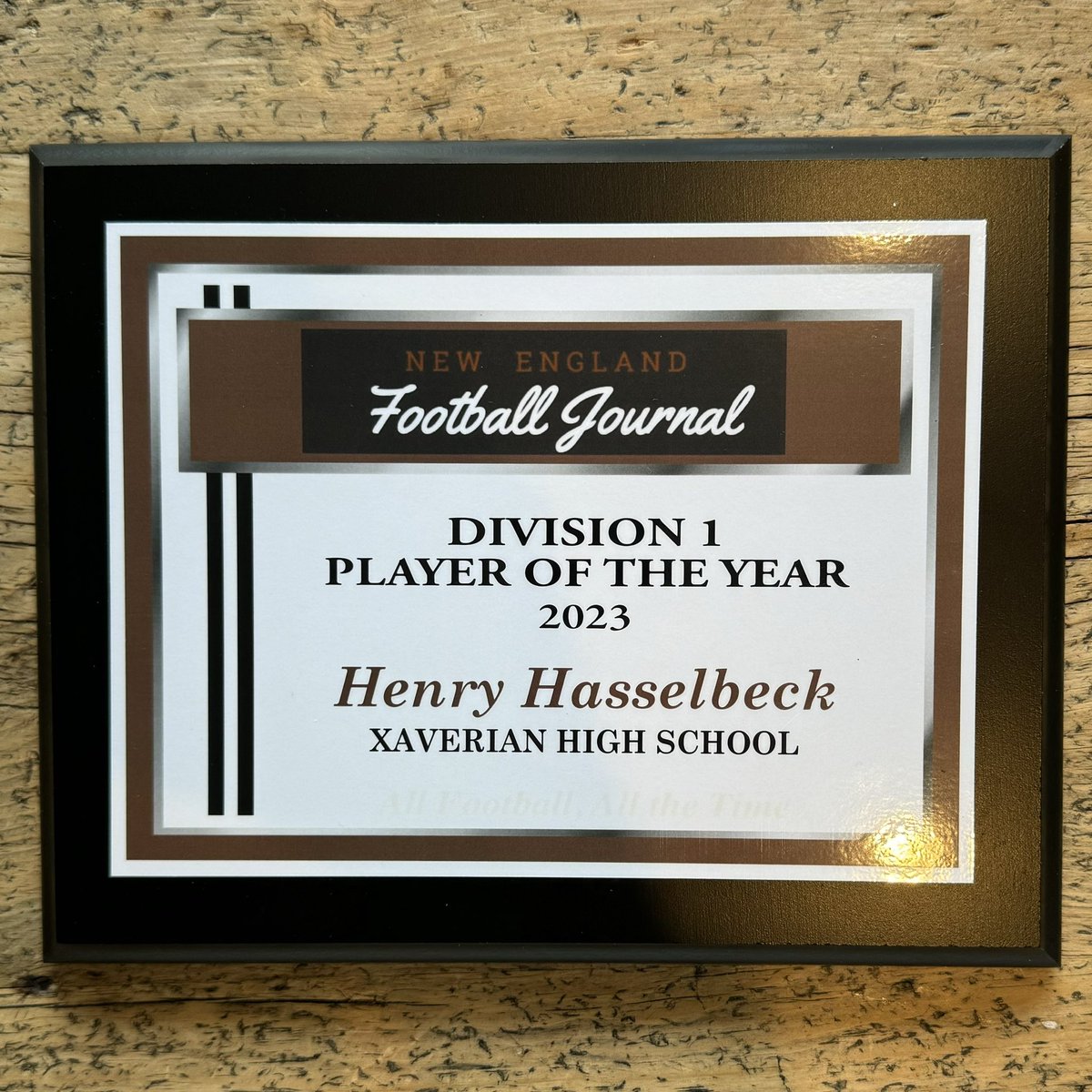Thank you New England Football Journal for this award! @newftbj @awardguys @XBHS_Football @Xaverian_Hawks #GoHawks
