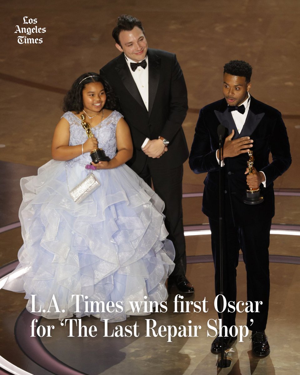 The Los Angeles Times has covered the #Oscars for 96 years — and now it has won one.

The heartwarming “The Last Repair Shop” took home the prize in the documentary short category at the Academy Awards. latimes.com/entertainment-…