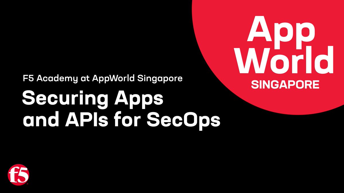 Attention all SecOps - Here's a chance for you to dive deeper into the world of app security. From advanced bot security to API discovery and protection, learn to protect what matters most at F5 Academy, #AppWorld2024 Singapore. Sign up now: ms.spr.ly/6016c5h0n
