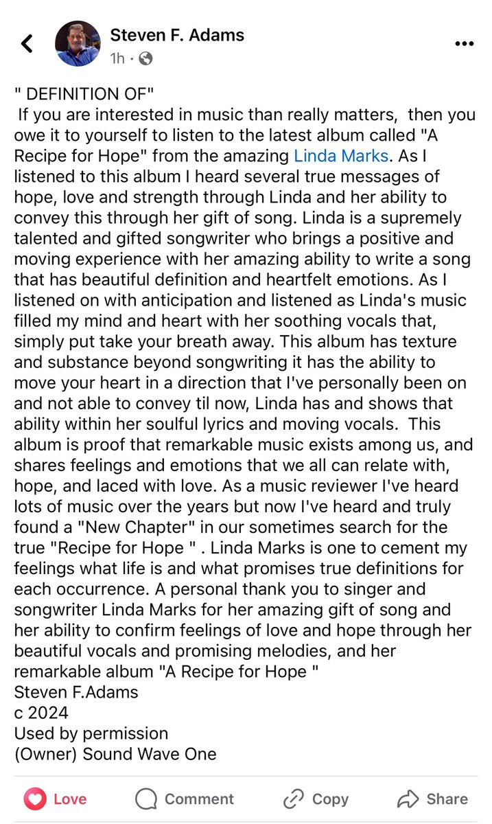 #Amazing #Review #ARecipeForHope @DanaBarbuto @rachelraczka @VickiWasylak @ocvictor @JaredGBH @TheDavidBowers @my_indie_radio @jedgottlieb @JoyceKulhawik @MeghnaWBUR @BobBoilen @IndieMusicWomen @phjess @shmabelia #LoveAlwaysWins #top5 #UKHot100