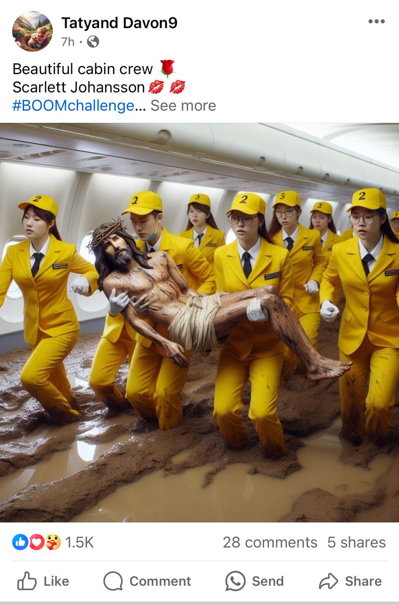 obsessed with this facebook page thats dedicated to ai photos of jesus, flight attendants, and mud???