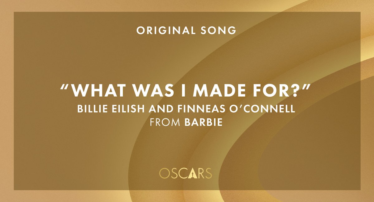 Billie Eilish and Finneas O'Connell win the Oscar for Best Original Song for 'What Was I Made For?' from 'Barbie'! #Oscars