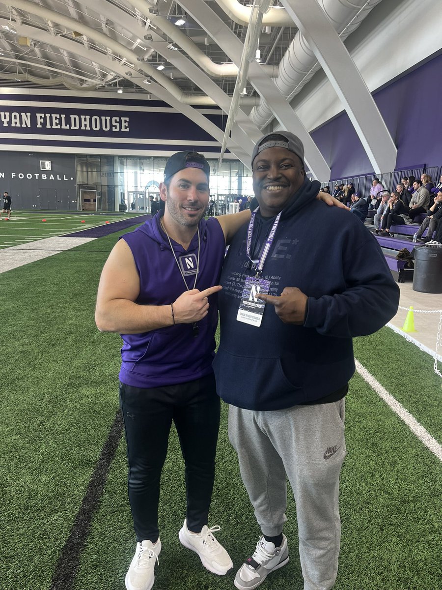 Great trip to @NUFBFamily yesterday with @McHaleBlade. Ran into one of my former players Coach Alex Spanos which made it an even better day. #GoCats