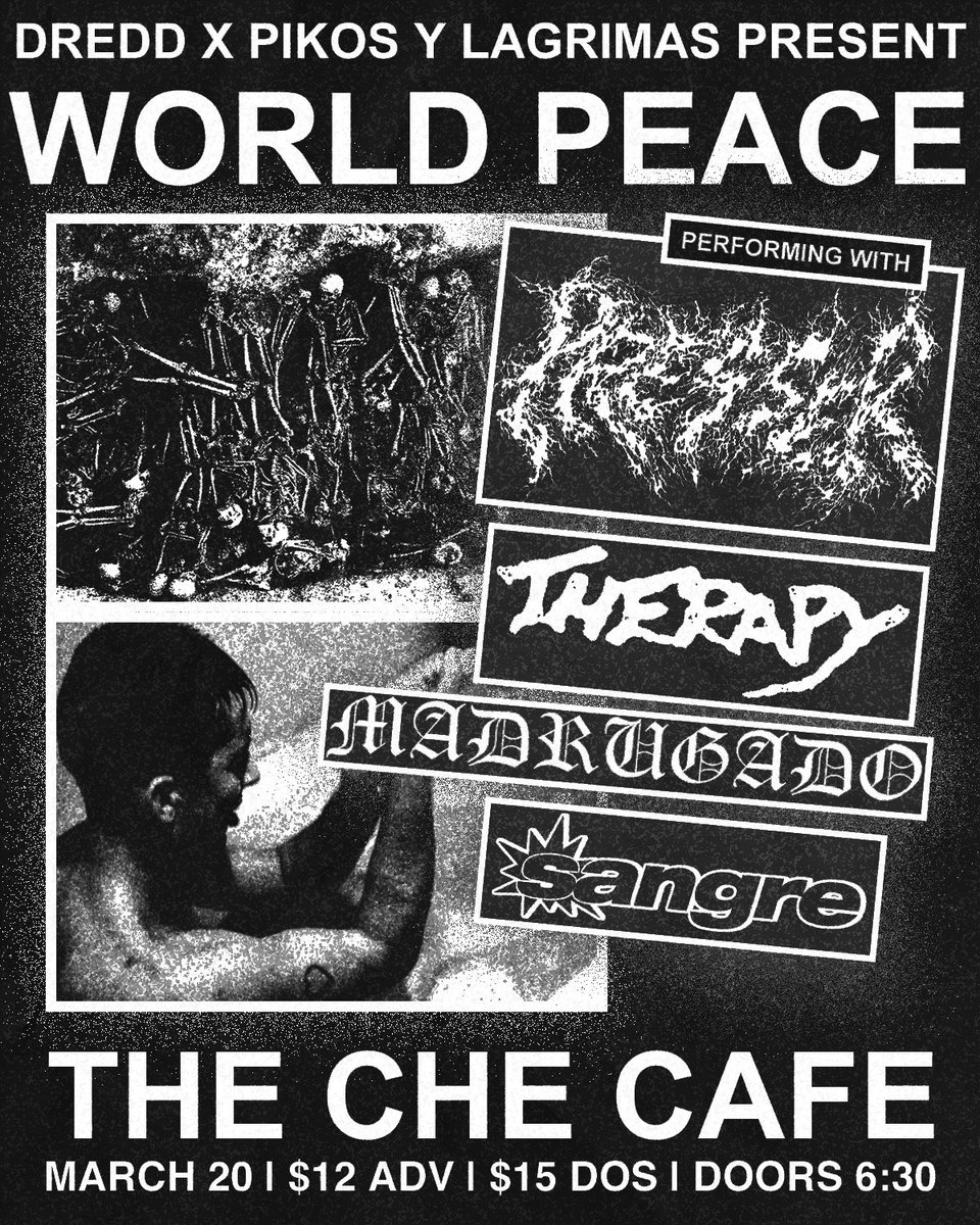 crossedoutt's tweet image. Upcoming Madrugado / Pikos Y Lagrimas shows 

World Peace 3/20 Che Cafe
Kidnapped 3/23 LA (DM for address)
The Consequence 3/27 Tower bar
Mescaline Maniacs 4/20 4962 El Cajon Blvd