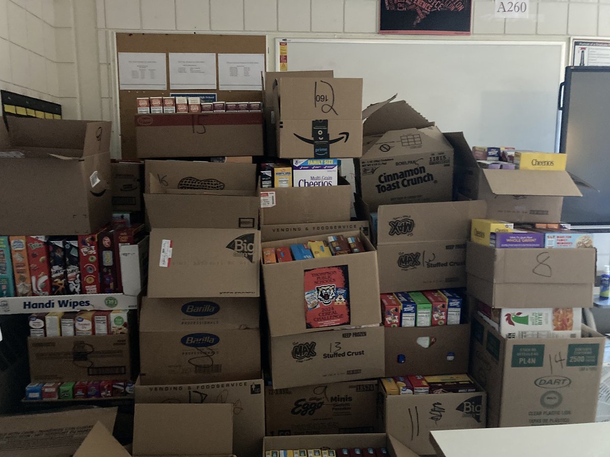 Cereal Challenge 2024 is this Tuesday, March 12th! We are still accepting donations through Monday, 3/11. Help us reach our goal of 2024 boxes to setup in a dominoes formation throughout the entire Thompson Public Schools district building. Gary O from WINY kicks it off at 9:30!