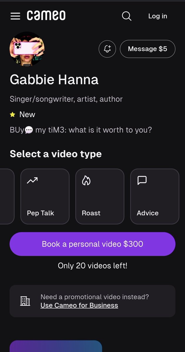 keeganjacobb's tweet photo. @theadammcintyre so her cameo is officially open and the price isn't any better for a personal video🙃 https://t.co/xJrnX4qJkJ https://t.co/eaWuce8Kmn