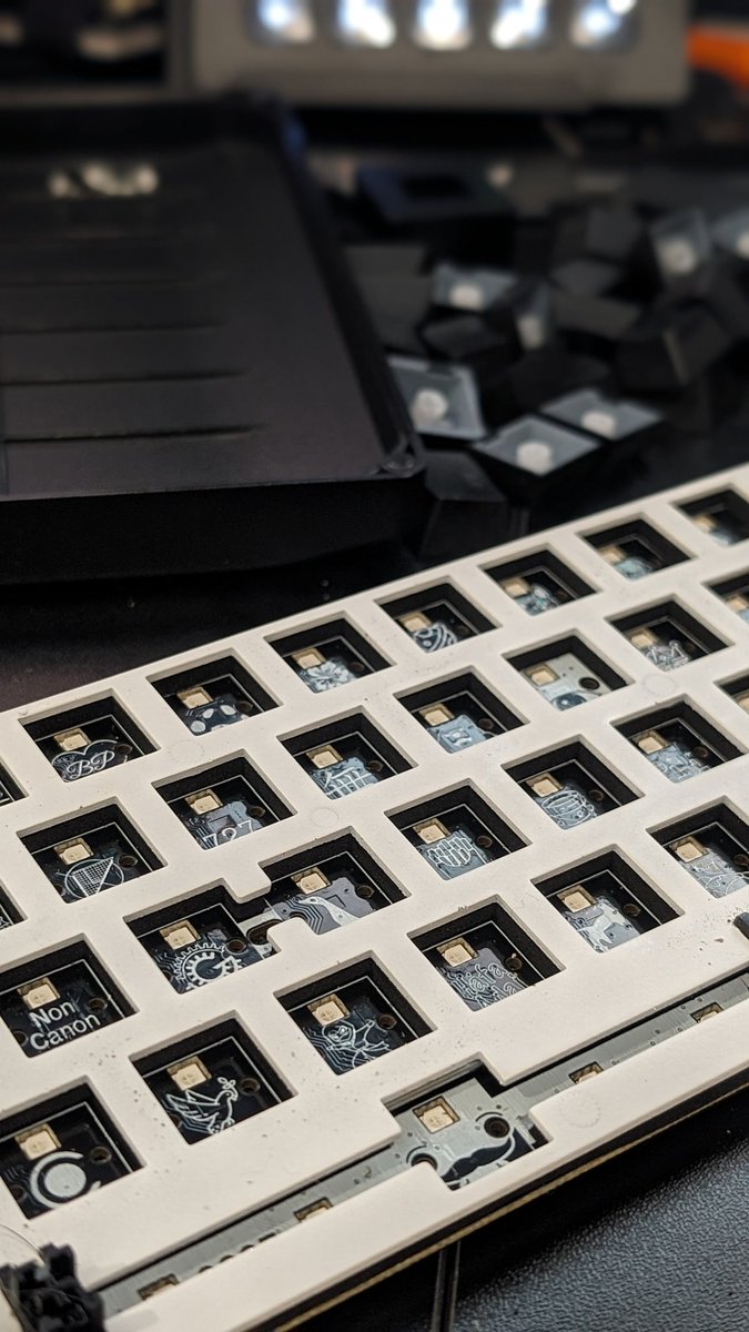 corybechtold's tweet photo. Keyboard things are finally going down. Now for the tedious part. https://t.co/aOBIgliA1J