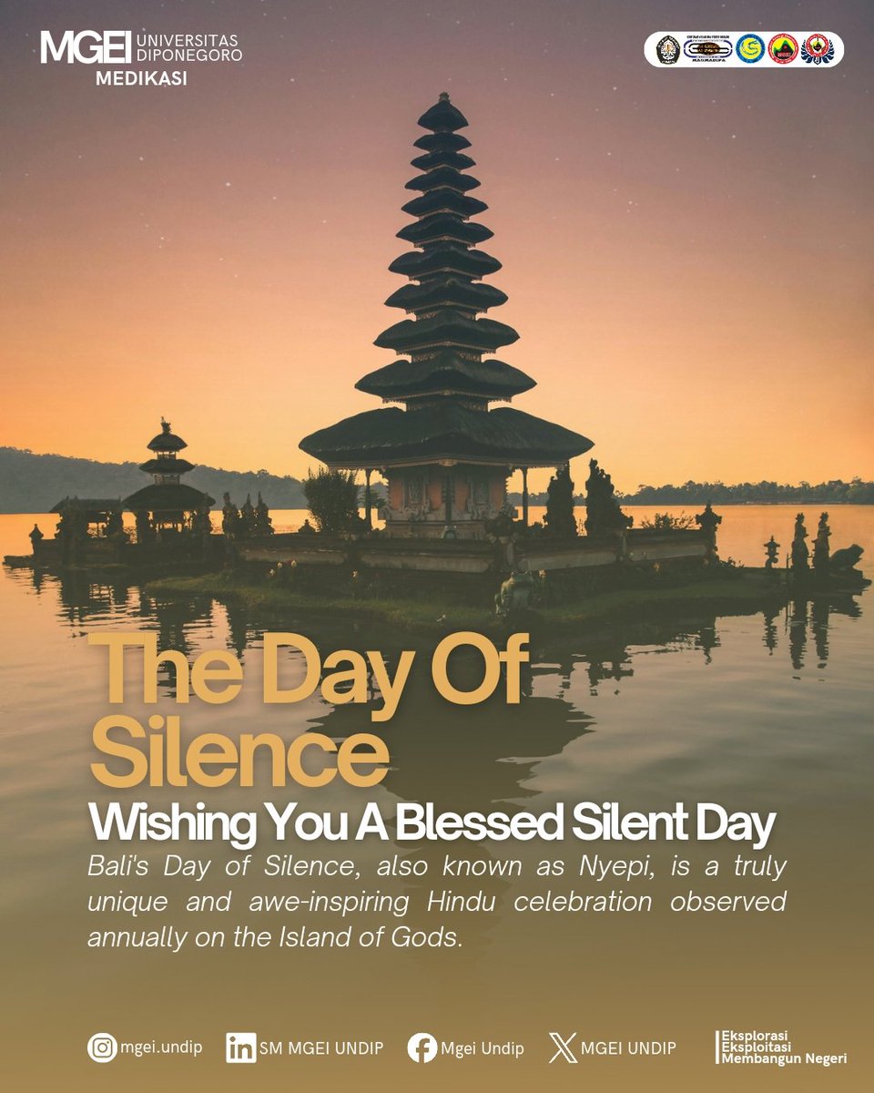 May the tranquility of Nyepi, the Balinese New Year Saka 1946, bring serenity and reflection into your lives. Wishing everyone a peaceful and introspective day filled with self-reflection, meditation, and spiritual rejuvenation.

#MGEI #MGEIUNDIP #MGEI2024