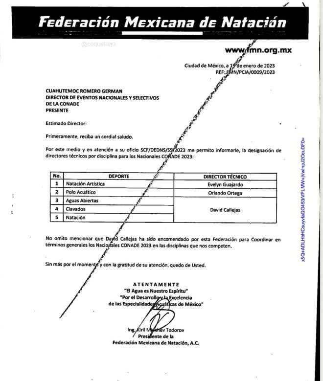 CoqueTrejo's tweet photo. Hasta la fecha no se ha hecho público quién será el Director Técnico de competencia para deportes acuáticos en Nacionales C0NADE.

La comunidad acuática ha pedido por diferentes medios que se de a conocer quién será el DT.

A estas alturas del año pasado ya se conocía esta info📄 https://t.co/VKFPakOnOJ