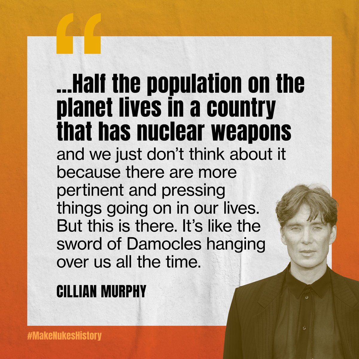Congrats to Cillian Murphy! Even Oppenheimer himself wanted to #MakeNukesHistory. Learn how you can help finish what he started at makenukeshistory.org.