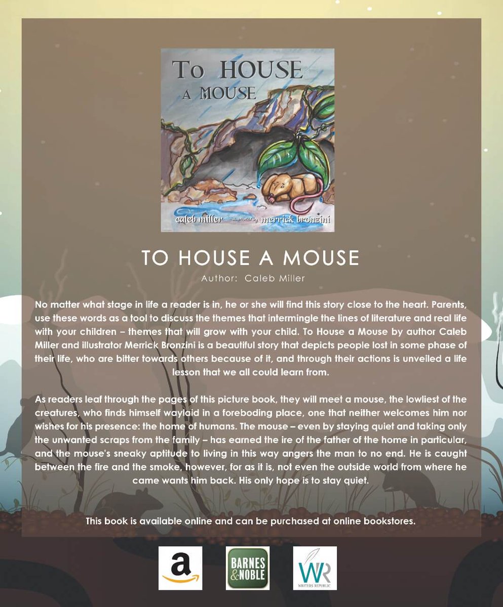 Explore 'To House a Mouse,' a captivating children's #book about a mouse navigating challenges in the human world. Join the adventure of survival and resilience!

Grab a copy in your favorite online bookstores
#ToHouseAMouse #ChildrensBooks #MouseTales #KidsLit #bookillustration