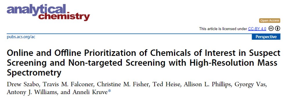 It was a pleasure to work with a wonderful list of authors on how to prioritize chemicals of interest in Suspect and Non-Targeted Screening with High Res Mass Spectrometry pubs.acs.org/doi/10.1021/ac…