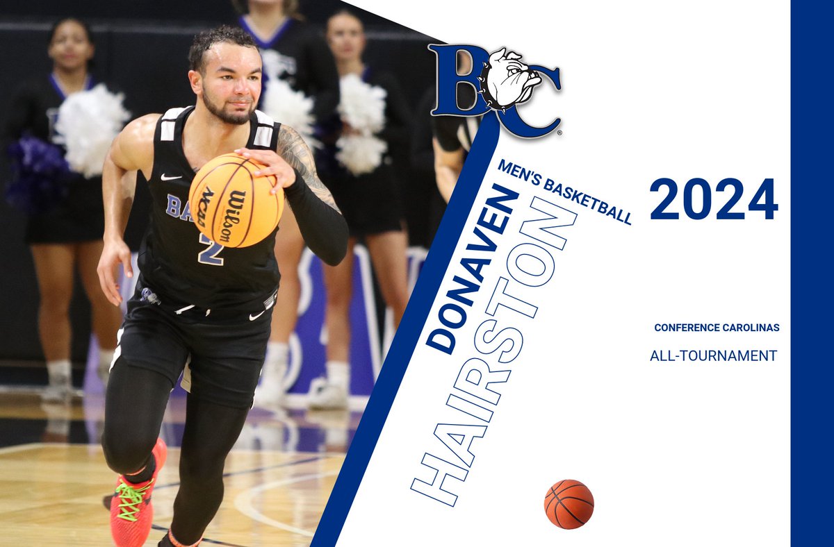 Congrats to Barton's Donaven Hairston:  2024 Atlantic Casualty <a href="/ConfCarolinas/">Conference Carolinas</a> Men's Basketball Championship All-Tournament selection! . 🏀🏀🏀🏀🏀 . #BartonBold . #BCBulldogs . <a href="/BartonMBB/">Barton College Men’s Basketball</a>