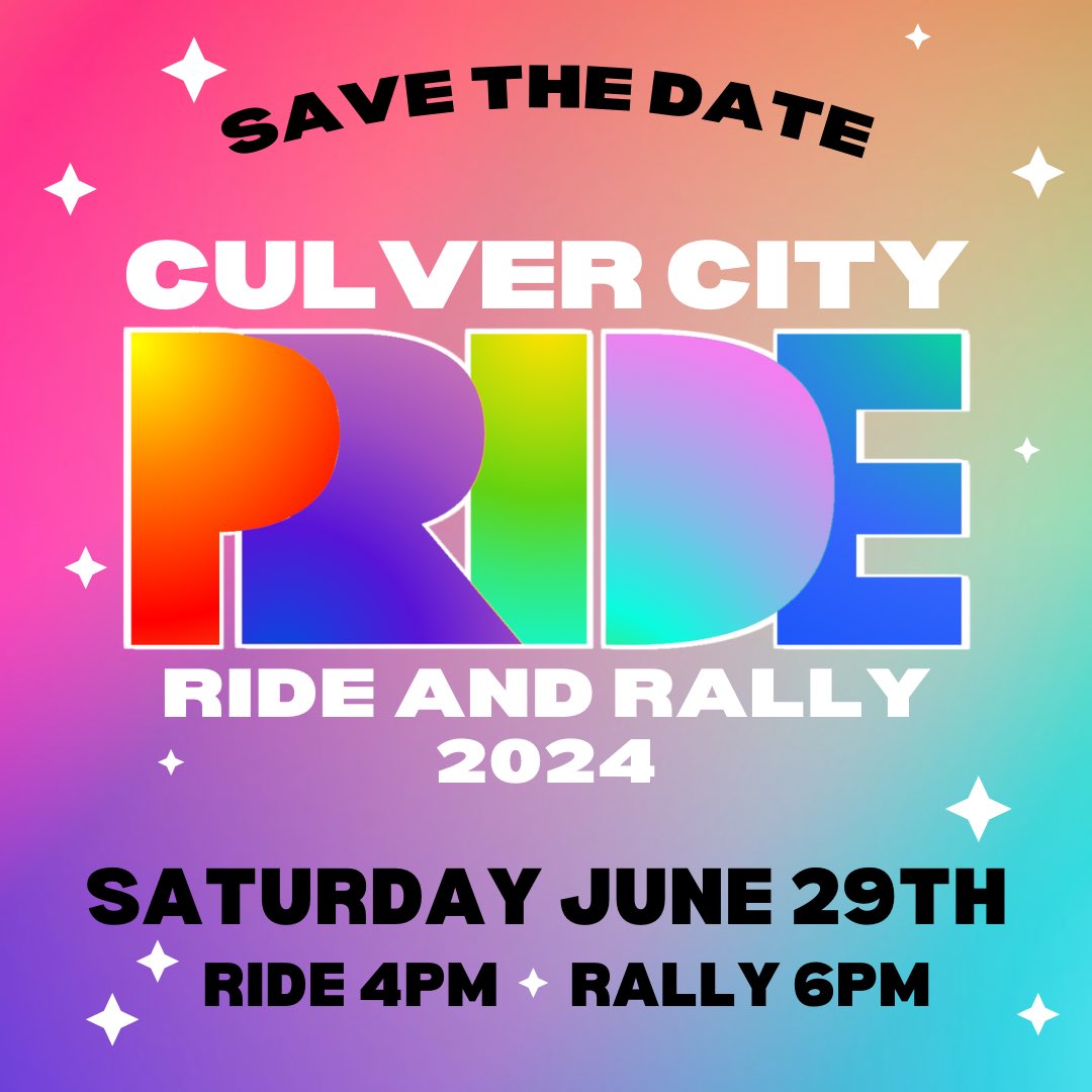 Save the date, Culver City!! 🌈 We’re back to riding and partying during Pride month in our favorite city 🌈 Mark your calendars and stay tuned for more updates!! ✨🚲🛹🛼🥳