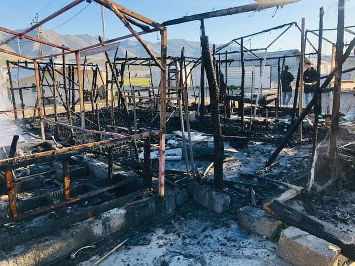 On Monday early morning, Fire destroys several stores in Bersive Camp for the #Yazidi IDPs