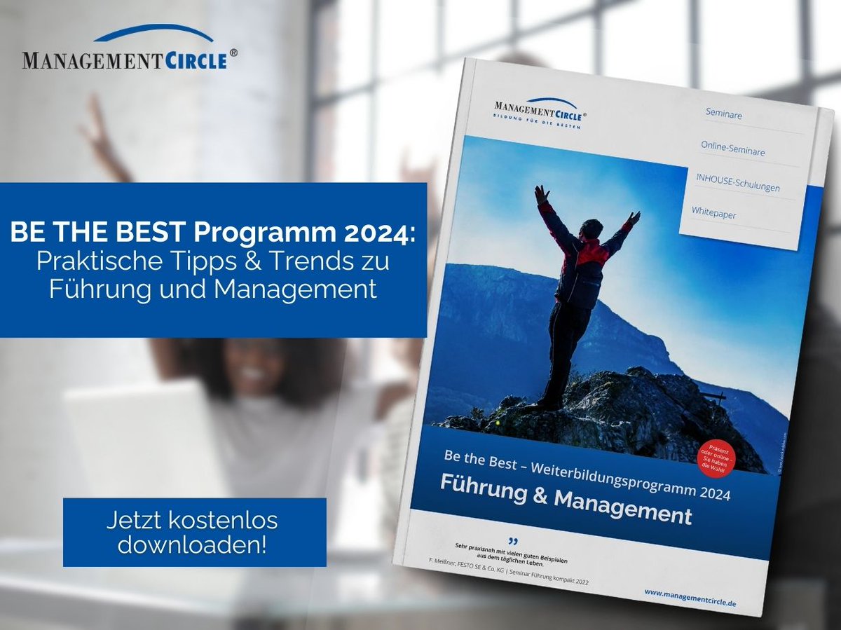 mgmt_circle's tweet photo. BE THE BEST – Starten Sie durch mit unserem exklusiven Programm! 🌟​

🔍 Suchen Sie nach neuen Impulsen für Ihren beruflichen Alltag? 

🚀https://t.co/8RvxnCcdvT​

#BeTheBest #Karriere #Weiterbildung #ErfolgImBeruf #Seminare https://t.co/RnLDNIqM1s