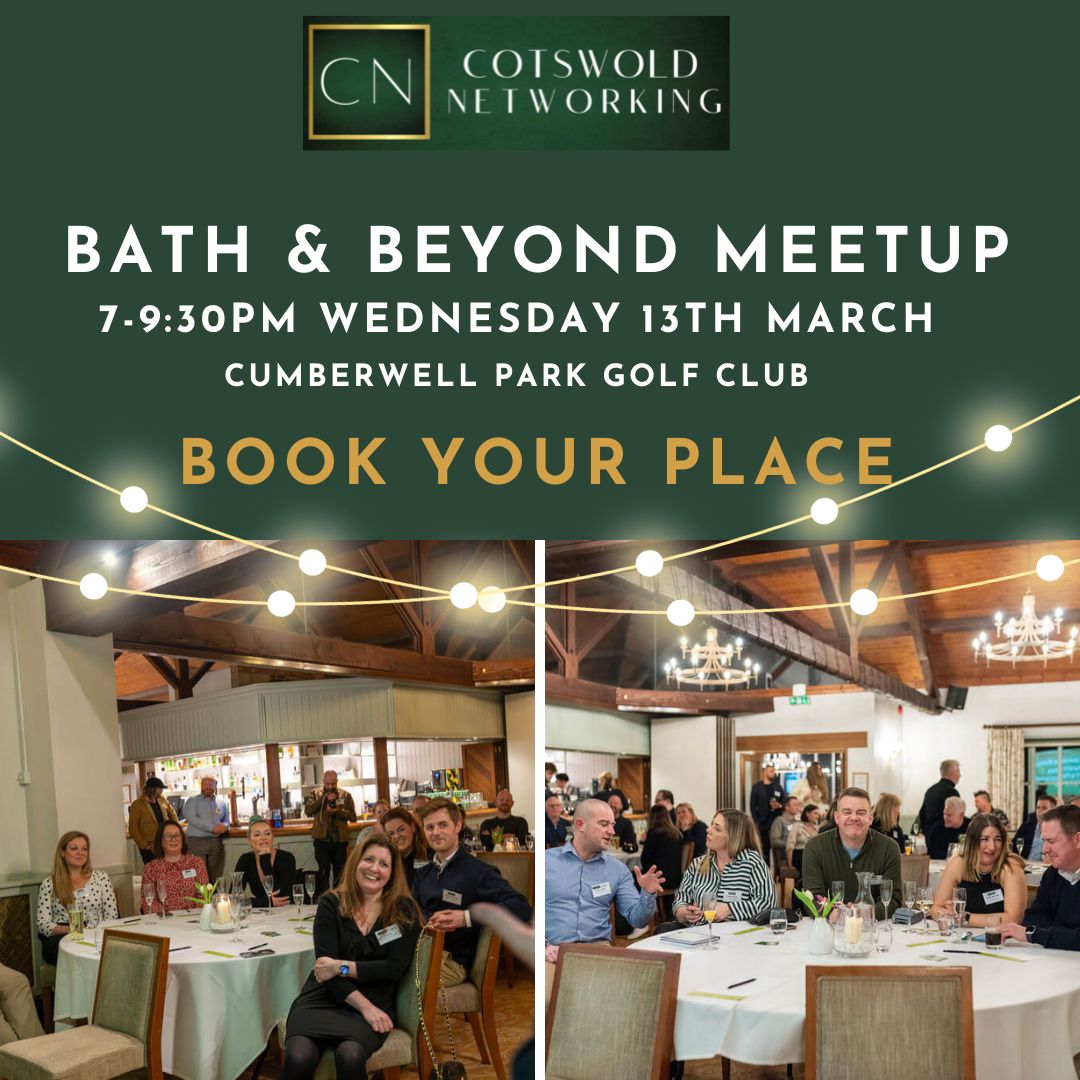 Next Wednesday is our very first Bath & Beyond Networking Group at the stunning Cumberwell Park Golf Club. Book Now! cotswoldnetworking.co.uk/membership/13t… #cotswoldnetworking #bathbusiness #trowbridge #trowbridgebusiness #corshamwiltshire #corshamlife #corsham #chippenham