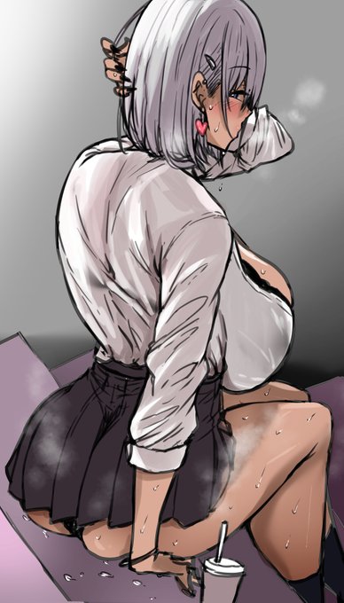 雨宿り黒ギャルちゃん💦 