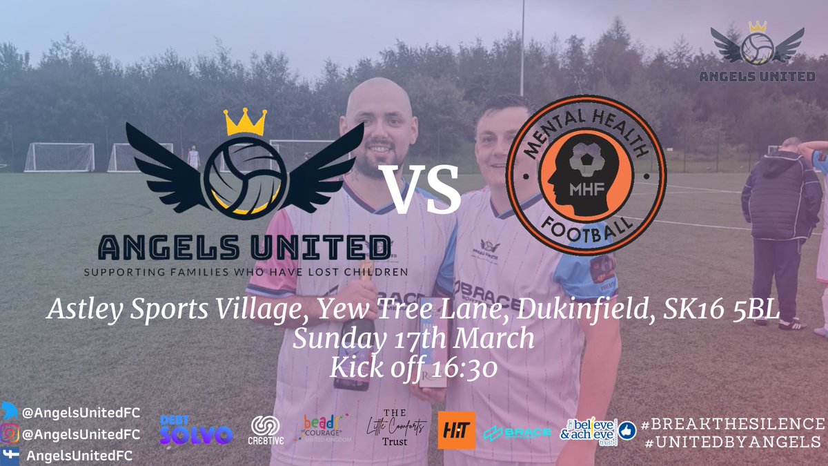 ⚽️Match Announcement⚽️ 🆚@MHF_Oldham 🏟️@astleysports 📅Sun 17th March 🕟Kick Off 16:30 🎟️Free Entry Donations Welcome We would love you to all join us to turn the pitch pink & blue as we #BreakTheSilence around baby and child loss
