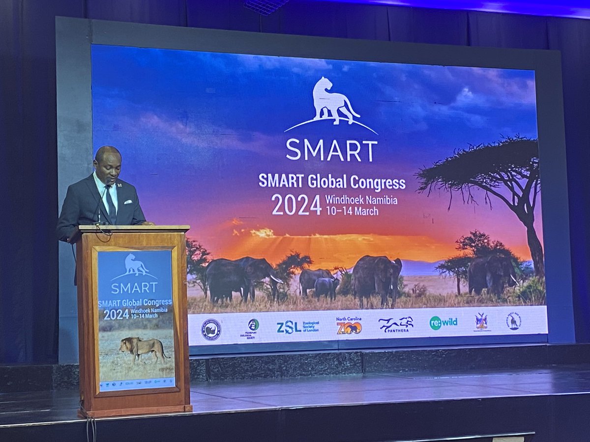 Mark_Zie's tweet photo. Hon Mr Pohamba Shifeta Minister of Environment, Forestry &amp; Tourism, Namibia opens the inaugural SMART Global Congress @SMARTCnsvTools https://t.co/OmO5EJlkdG