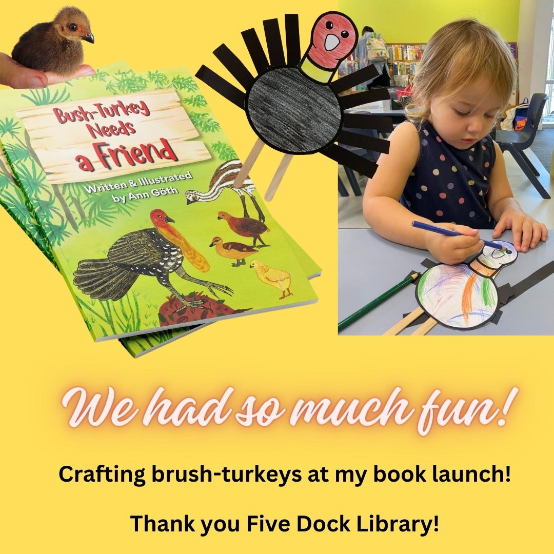 anngothauthor's tweet image. Need to get those kids interested in brush-turkeys. We had so much fun crafting turkeys at the recent launch of my kids book "Bush-turkey Needs a Friend"! #bushturkeyneedsafriend #brushturkeyfact #brushturkey #bushturkey #sydneybirds #kidsbooks #kidlit #kidsnextdoor #fun