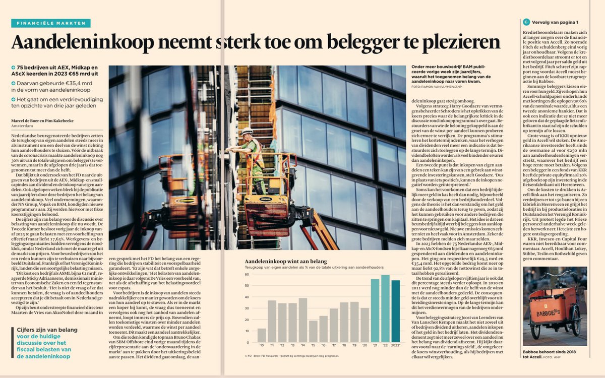75 NLse bedrijven kochten voor ruim €35 miljard aan eigen aandelen in. 

Deze cadeaus aan beleggers vergroten de vermogenskloof, spekken de portemonnees van Raden van Bestuur en leiden niet tot echte investeringen. Daarom willen wij die inkoop (net als dividend) gewoon belasten!