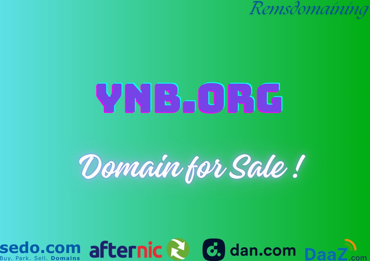 remsdomaining's tweet photo. 🚀 Unlock Potential with https://t.co/93b1Rmq152! 🚀

Presenting https://t.co/o7puHEljA3, a versatile and memorable domain now up for grabs at just $1,200! Listed on renowned platforms like Afternic, SEDO, Dan, and DAAZ, this domain offers a unique opportunity for organizations and online projects aiming for a strong digital footprint.

With its professional appeal and easy recall, https://t.co/o7puHEljA3 is perfect for anyone looking to establish or enhance their presence in the tech-savvy and interconnected world of today.

Seize the chance to make https://t.co/o7puHEljA3 the cornerstone of your online identity. Secure it now on your preferred platform!