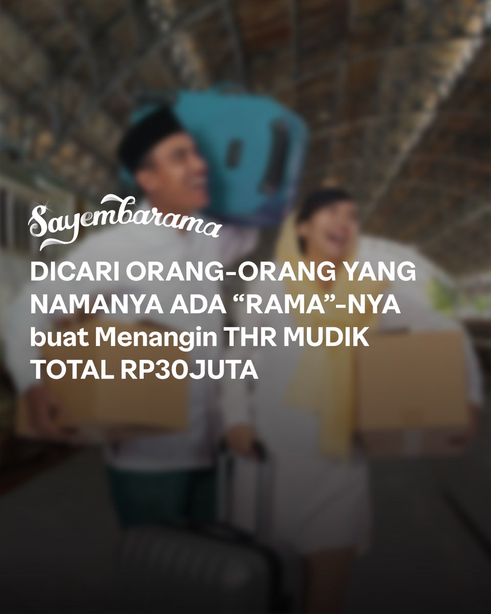 traveloka's tweet photo. 📢 Rama, Ramadanti &amp; Rama-Rama lainnya..

🎁 Ada hadiah mudik buat kamu! Caranya:
- Follow @traveloka, RT &amp; Like postingan ini
- Reply pake nama panjang kamu
- Formatnya: [Nama panjang] + [tag 3 temen kamu] + tolong validasi kebenarannya ya bestie! + hashtag #TravelokaSayembarama https://t.co/B6td8oVPws