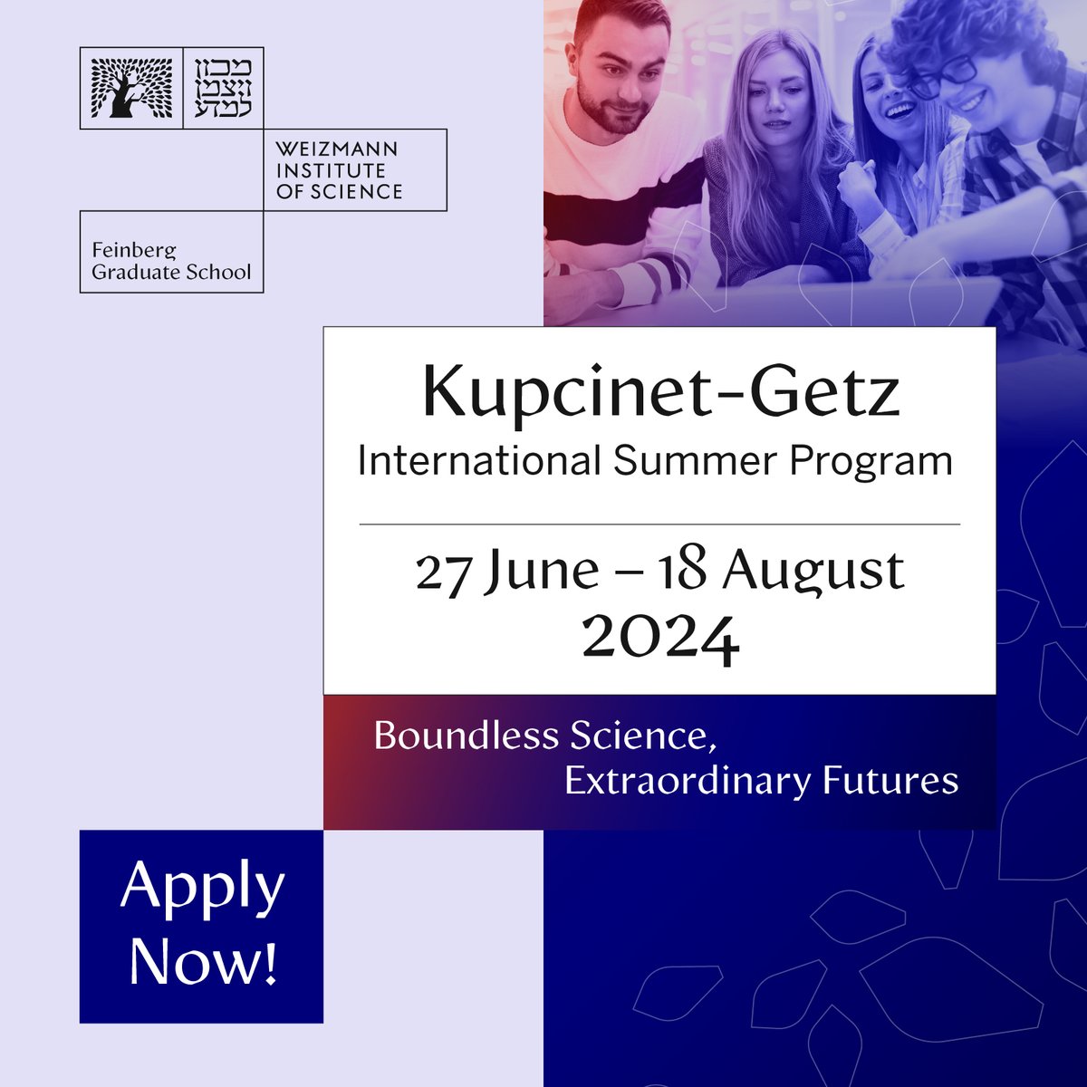 Are you ready for the ultimate summer experience of a lifetime? The Kupcinet-Getz International Summer Program at the esteemed Weizmann Institute of Science is now accepting applications! Dive into a 7-week immersive science enrichment program designed for ambitious undergraduate…