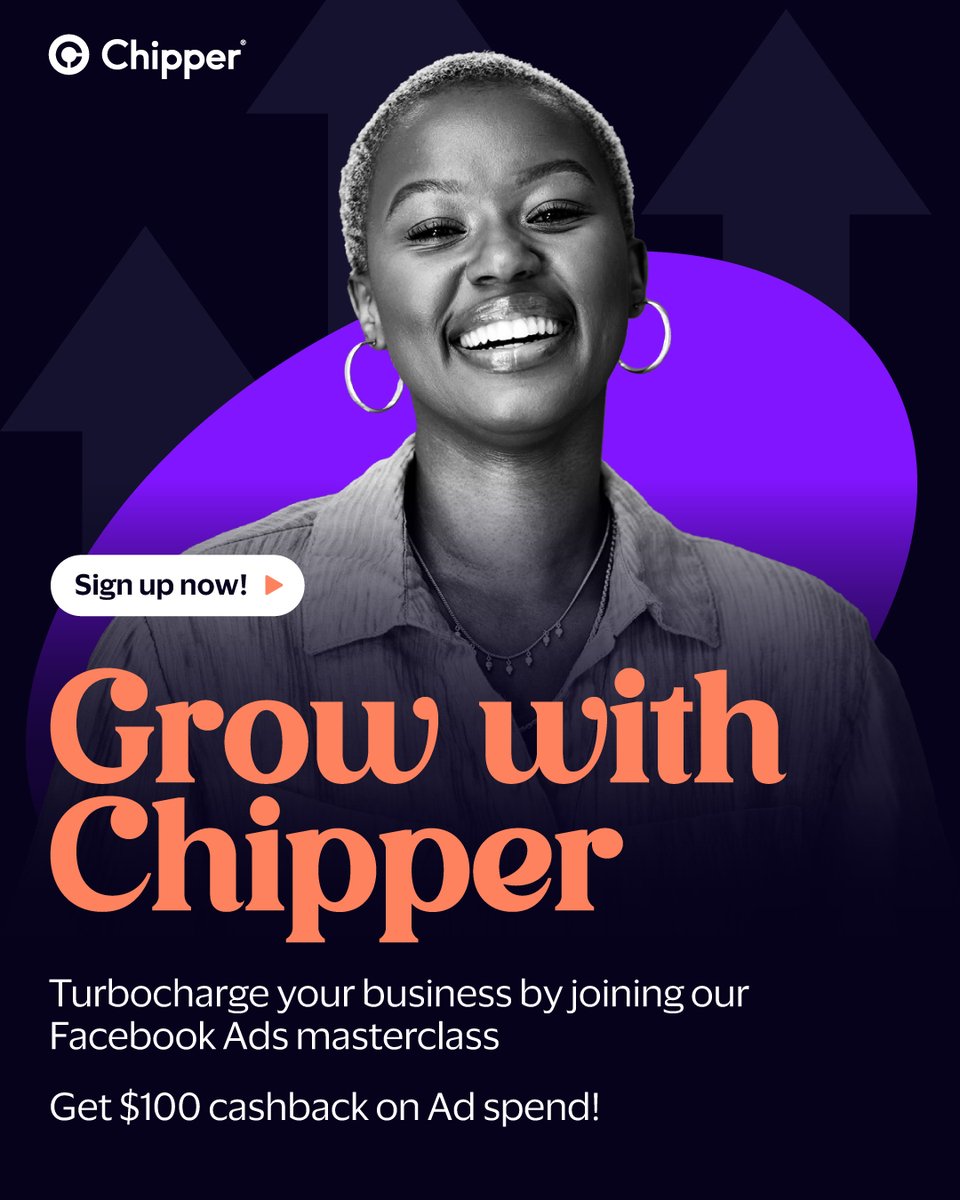 Introducing Grow with Chipper! 🤩💳 A series designed to supercharge your business. Dive into our Facebook Ads Masterclass for strategies that propel success. Secure your spot today and receive $100 cash-back on ad spend! 🌟 #ChipperCash yz28ohqs92s.typeform.com/to/RwjLt7ZC