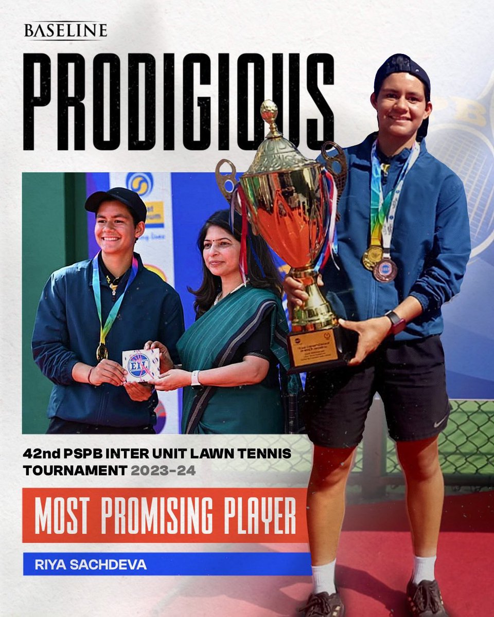 .@RiyaSac57176351 shines bright leading ONGC to victory in the team event! Recognized as the tournament’s most promising player, her talent knows no bounds. Congratulations, Riya ✨ #TeamBaseline #Tennis