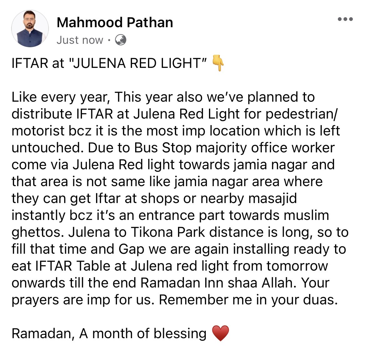 Since 2020 we organise ready to eat IFTAR at Julena red light. Like every year, This year also we’ve planned for the same. May Allah accept our efforts and bless us more and more in this holy month of Ramadan. #ramadanmubarak