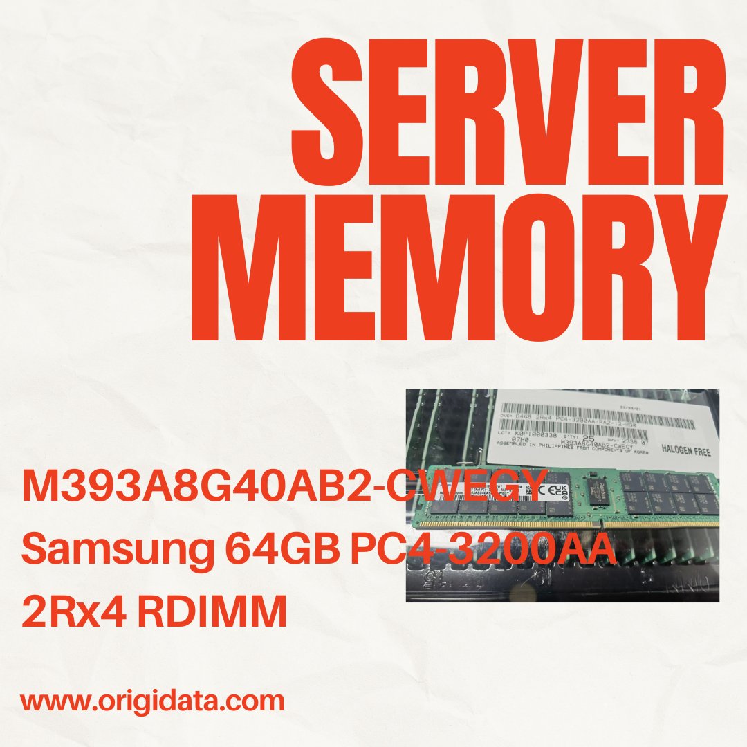 Samsung Server Memory @origidata

M393A8G40AB2-CWEGY Samsung 64GB PC4-3200AA 2Rx4 RDIMM

Reach out for details info@origidata.com
#samsungmemory #ddr4 #serverstorage #servermmemorysupply #genuineoriginalmemorymodule