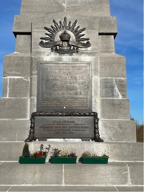 AustraliaEU's tweet photo. Always deeply moving to honour 🇦🇺WWI soldiers in France &amp; Flanders incl. my great uncles. Thanks Sir John Monash Centre director Rebecca Doyle for outstanding program at Fromelles, Bullecourt, Villers Bretonneux and Le Hamel. Lest we forget. @sirjohnmonash @DVAAus @AusAmbFR https://t.co/126TZhlvXn