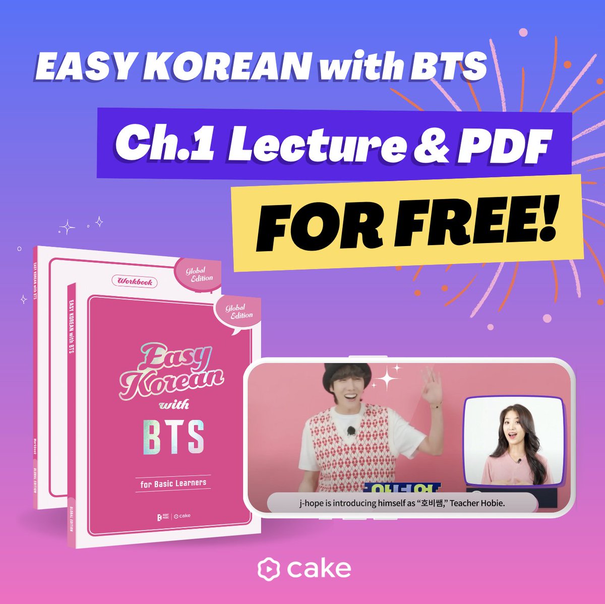 cake_x_official's tweet photo. ✨𝗙𝗿𝗲𝗲 𝗟𝗲𝗰𝘁𝘂𝗿𝗲 &amp; 𝗣𝗗𝗙 (𝗖𝗵.𝟭)✨ for those interested in EASY KOREAN with BTS! 

Experience this free trial and discover the joy of easy learning with BTS💜

📺𝗙𝗿𝗲𝗲 𝗟𝗲𝗰𝘁𝘂𝗿𝗲 → https://t.co/Xje3tN5Tq7
📂𝗙𝗿𝗲𝗲 𝗣𝗗𝗙 → https://t.co/0M7MHpInN1 https://t.co/yWLOawA9Kk