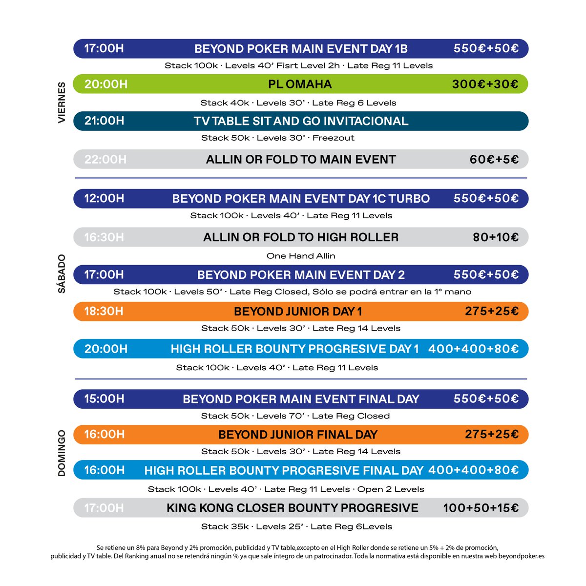 🧸𝐁𝐄𝐘𝐎𝐍𝐃 𝐌𝐀𝐃𝐑𝐈𝐃

😱 Llegó la semana🔥 ¿Preparados?

✈️ Muchos clasificados y confirmados a esta primera etapa Beyond

🚨 Ranking anual con 20k€ añadidos
📺 Tv Table
💎 Jugadores VIP
🎮 Offpoker TOP
♠️ Masterclass en vivo

#vamosaromperlasreglas