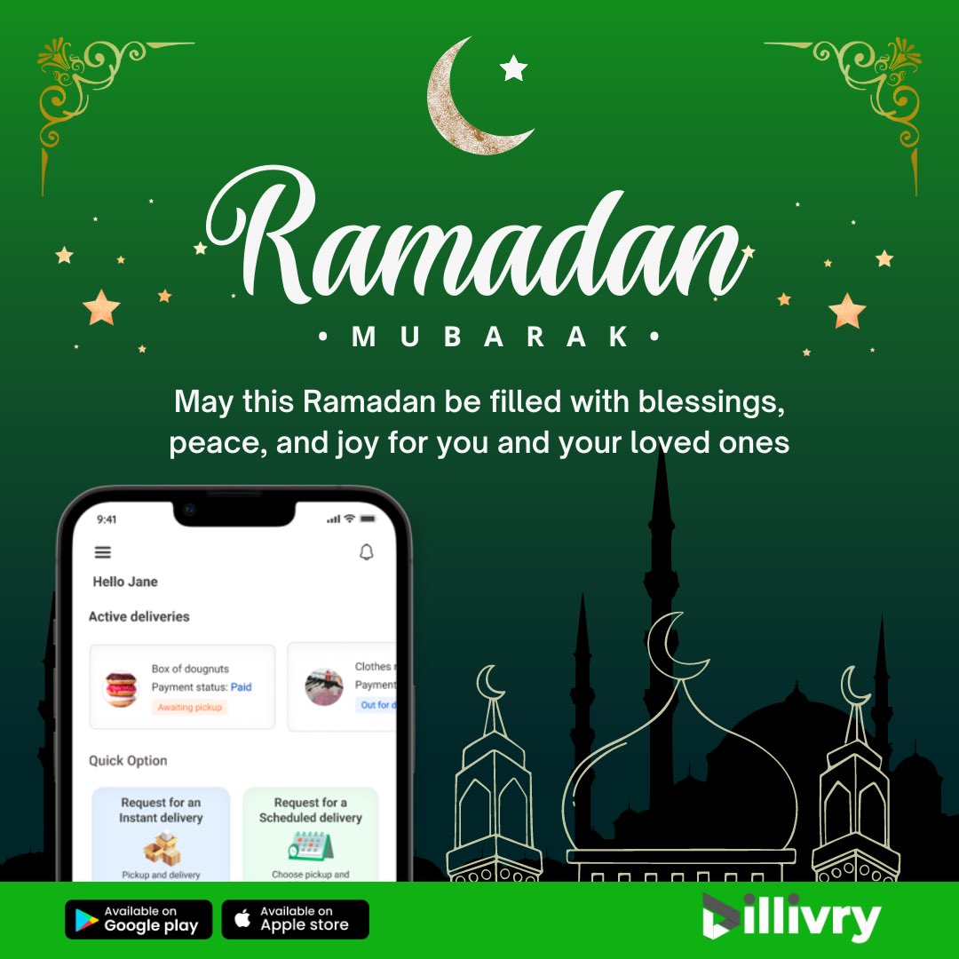 dillivry's tweet photo. Wishing you a blessed Ramadan filled with timely deliveries and abundant blessings https://t.co/wuhXN08RsN