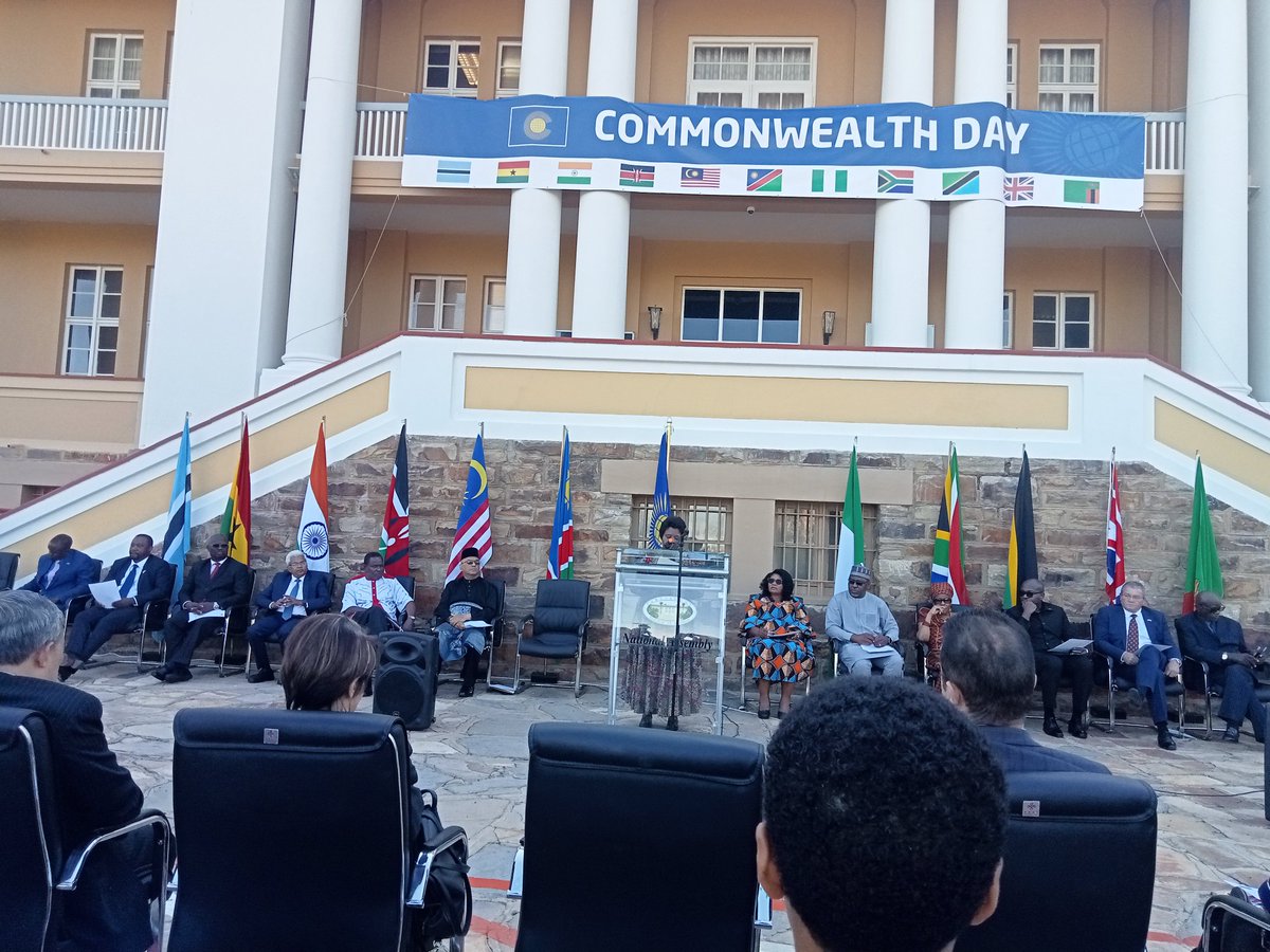 KenyaInNamibia's tweet photo. Hon. Prof. Loide Kasingo, Deputy Speaker of the National Assembly delivering special message from His Majesty, King Charles III during the Commonwealth Day Celebrations at the Parliamentary precinct. https://t.co/wp6DZpZOWP