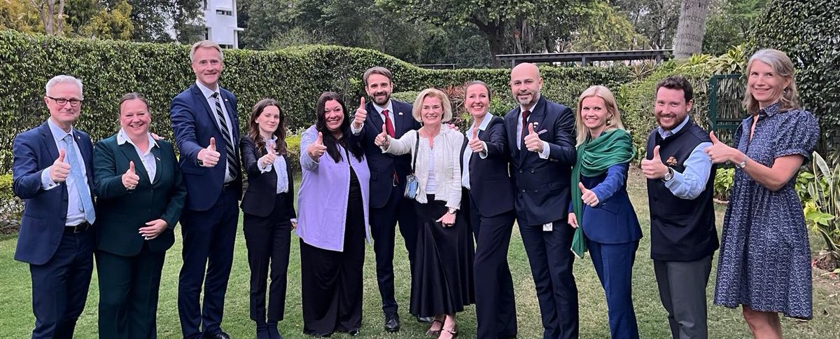 History in the making 🇮🇳🇳🇴🇨🇭🇮🇸🇱🇮 After 16 years &amp; countless negotiation rounds, we finally have an FTA. The EFTA-India TEPA can be 🇳🇴’s most significant trade agreement since the EEA, as stated by <a href="/jonasgahrstore/">Jonas Gahr Støre</a>

Team Norway India celebrates with the famous <a href="/jcvestre/">Jan Christian Vestre</a> 👍👍