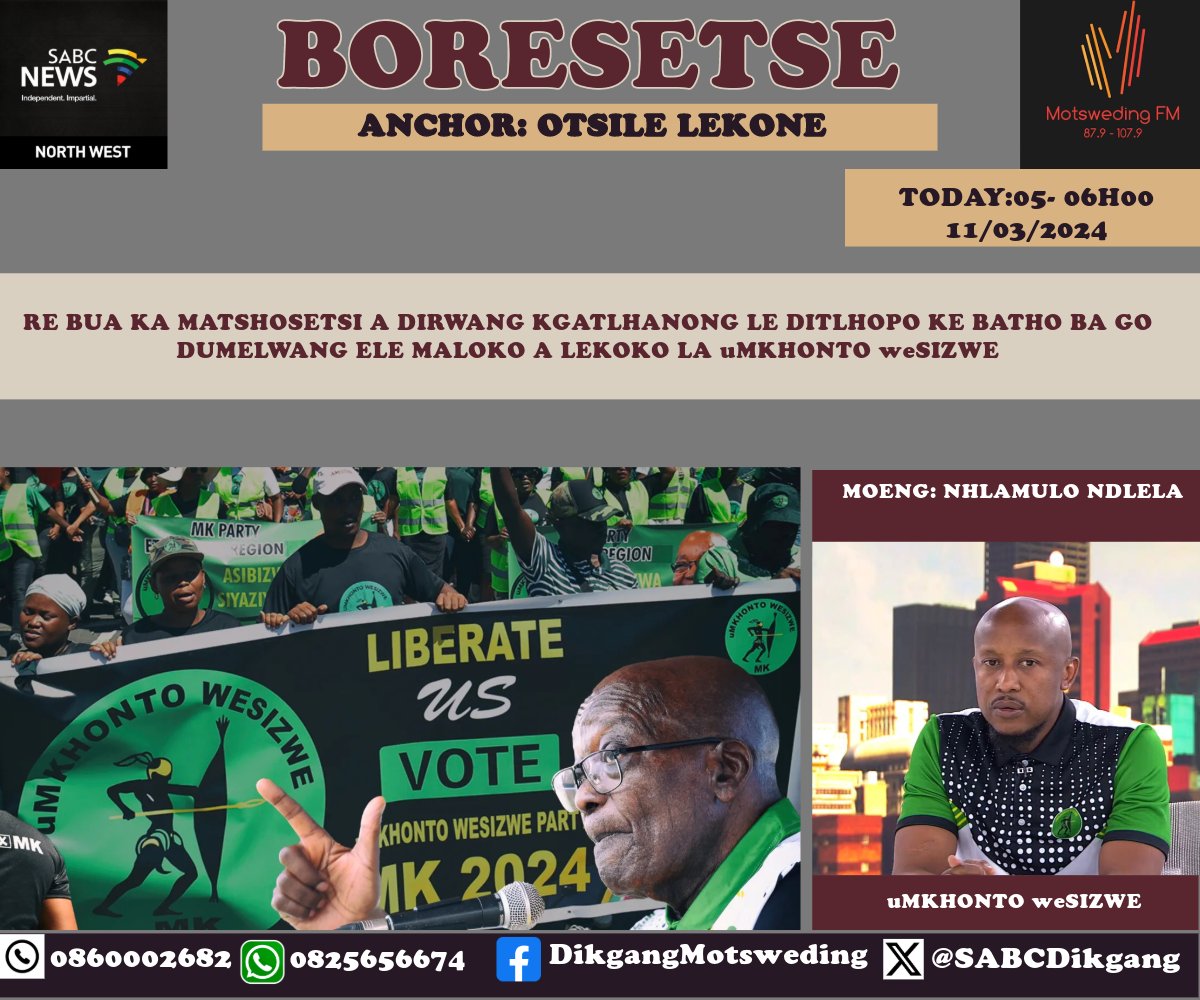 SABC_Ditaba's tweet photo. #BORESETSE @moepengkorogo
@motswedingfm #SABCNews
@05h00-06h00 https://t.co/gU575xXzWW